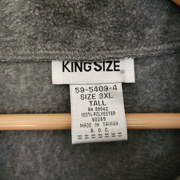King Size - Full Zip Fleece Jacket, 3XL Tall, Gray - Picture 3 of 3